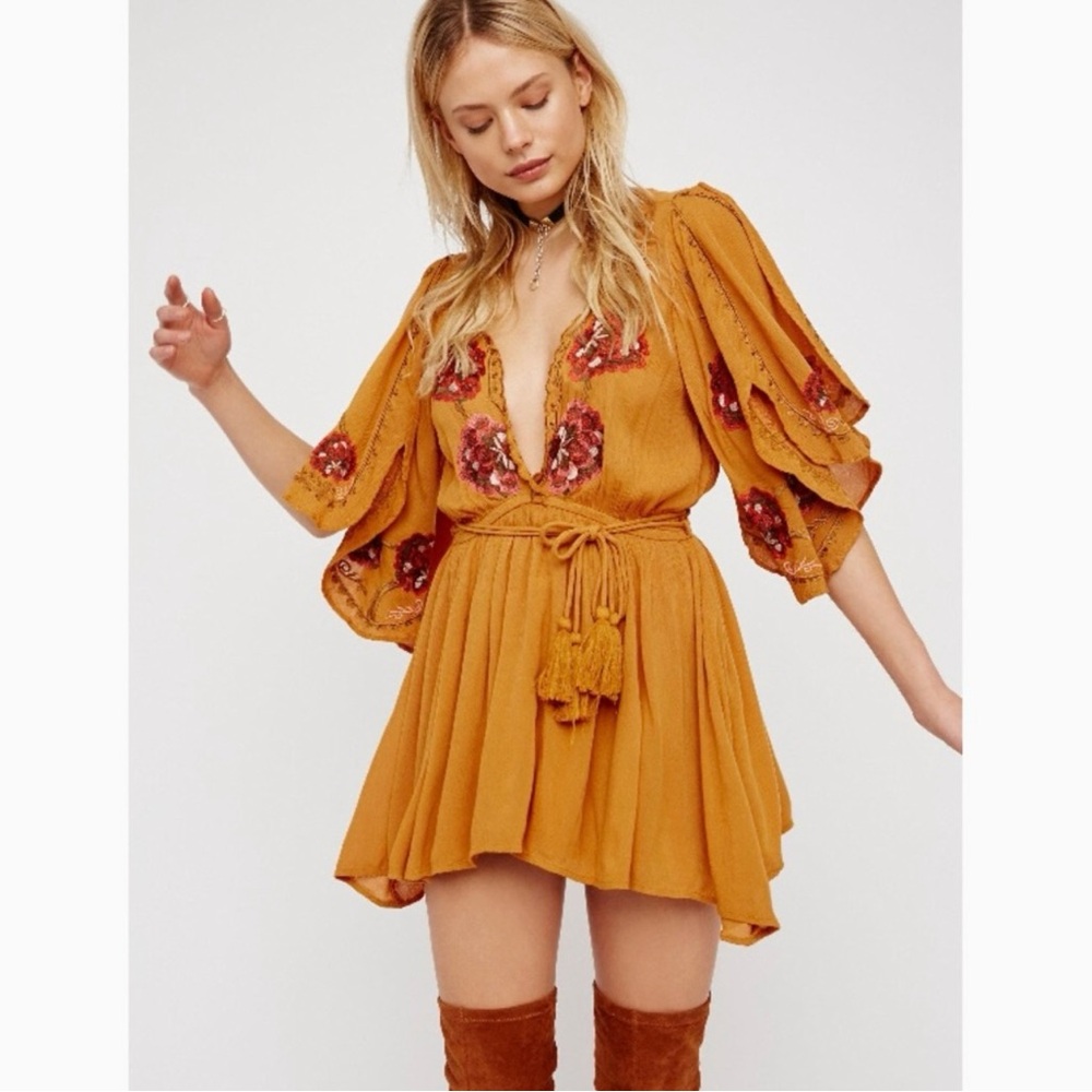 Free People Cora Embroidered Mini Dress